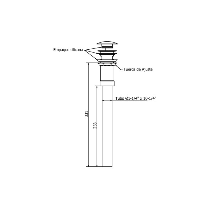 Desagüe de lavatorio tipo push universal 22608000 VAINSA